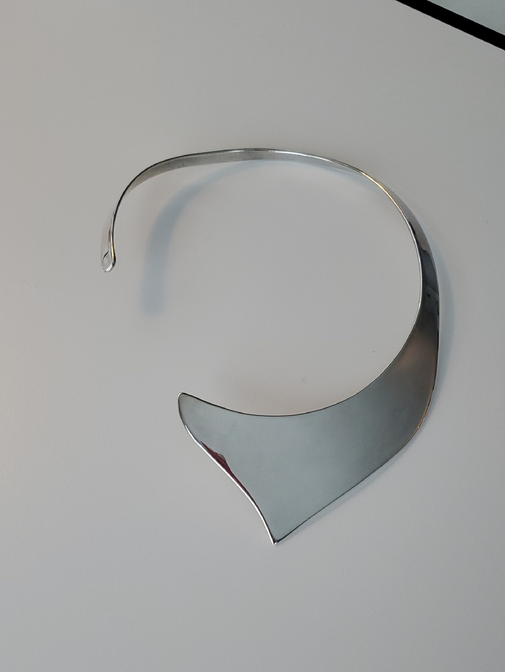 Modern One Of A Kind Sterling Silver Collar Necklace - Sleek Statement Choker - Picture 2 of 5